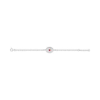 Gourmette bébé laqué rouge en argent rhodié 15cm