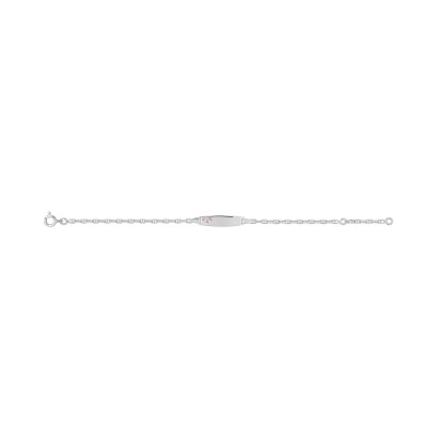 Gourmette bébé laqué rose en argent rhodié 15cm