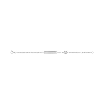 Gourmette bébé en argent rhodié ballon laqué noir et blanc