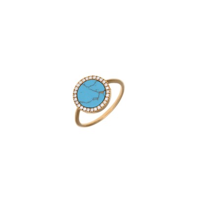 Veron Roques Firuze ring, rose gold, turquoise and diamonds, size 53