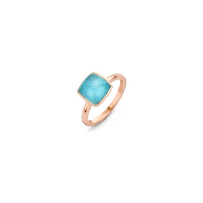 Veron Roques ring, rose gold, quartz and amazonite, size 54