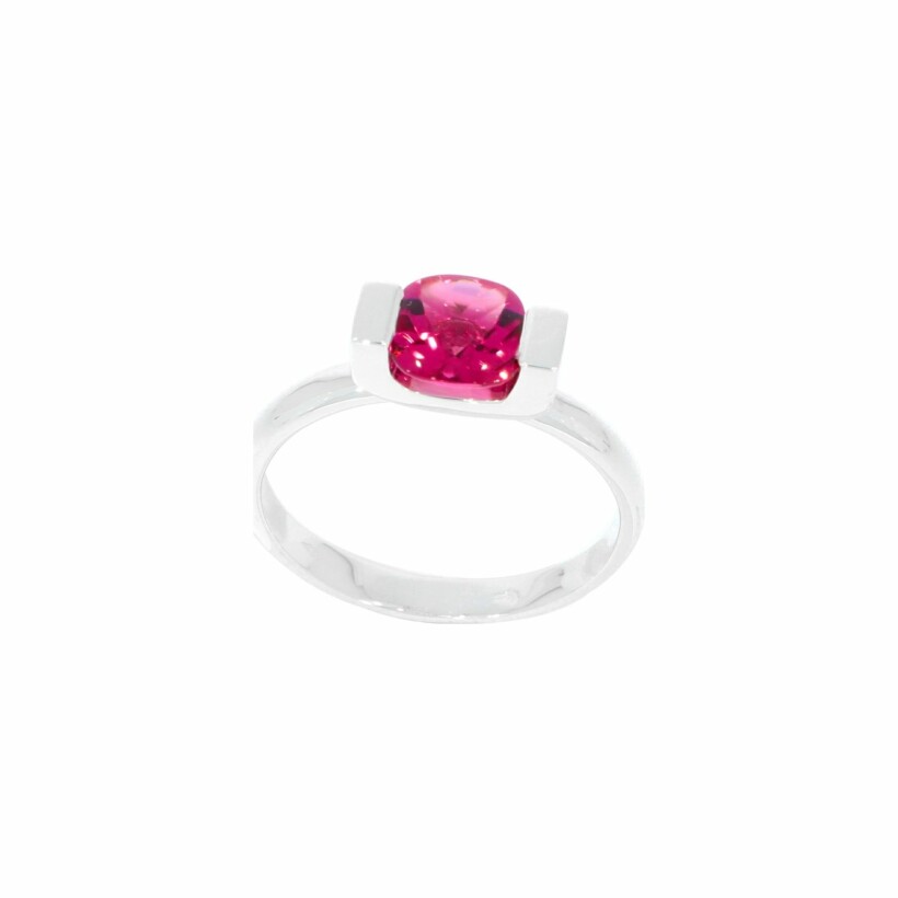 Bague New en or blanc et tourmaline rose