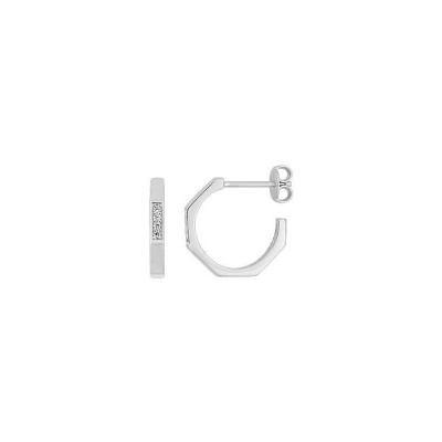 Boucles d'oreilles demi créoles  en argent rhodié et oxyde de zirconium