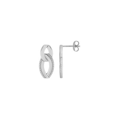 Boucles d'oreilles pendantes  en argent rhodié et oxyde de zirconium