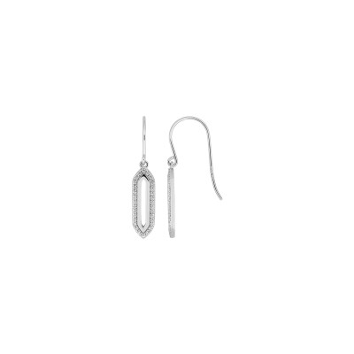 Boucles d'oreilles crochet  en argent rhodié et oxyde de zirconium