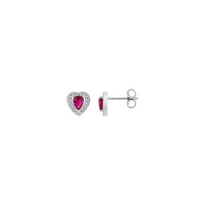 Clous d'oreilles en argent rhodié et oxyde de zirconium