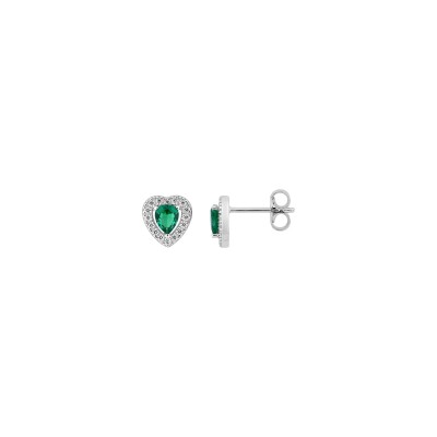 Clous d'oreilles en argent rhodié et oxyde de zirconium