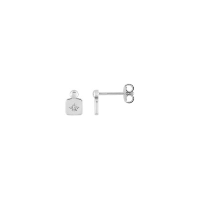 Clous d'oreilles  en argent rhodié et oxyde de zirconium