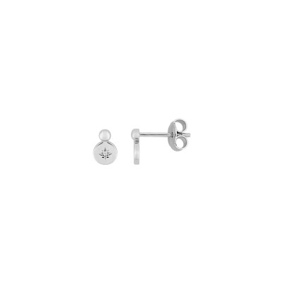Clous d'oreilles  en argent rhodié et oxyde de zirconium