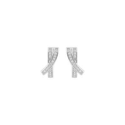Boucles d'oreilles pendantes  en argent rhodié et oxyde de zirconium
