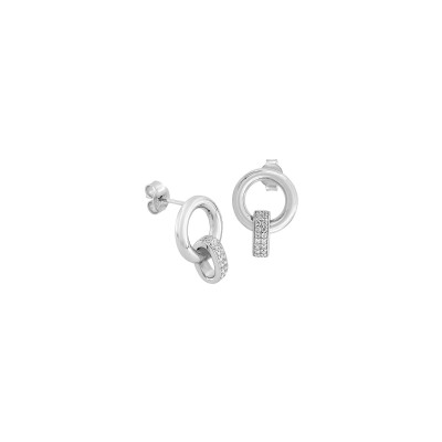 Boucles d'oreilles pendantes  en argent rhodié et oxyde de zirconium