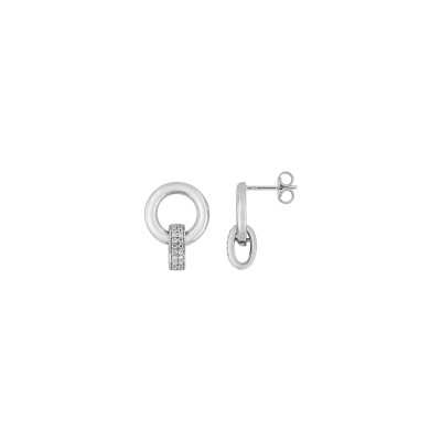 Boucles d'oreilles pendantes  en argent rhodié et oxyde de zirconium