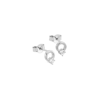 Clous d'oreilles  en argent rhodié et oxyde de zirconium