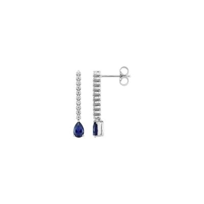 Boucles d'oreilles pendantes en argent rhodié et oxyde de zirconium