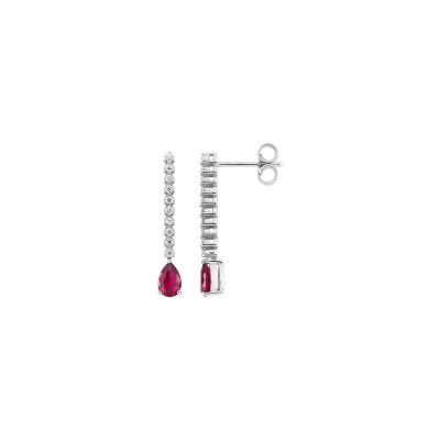 Boucles d'oreilles pendantes en argent rhodié et oxyde de zirconium