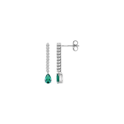 Boucles d'oreilles pendantes en argent rhodié et oxyde de zirconium