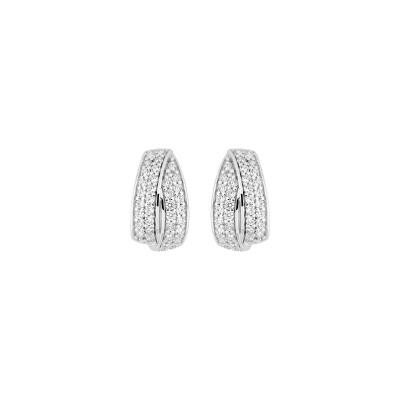 Boucles d'oreilles demi créoles  en argent rhodié et oxyde de zirconium