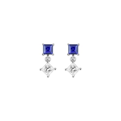 Boucles d'oreilles pendantes en argent rhodié et oxyde de zirconium