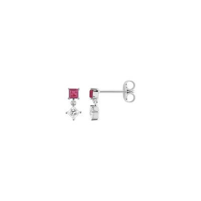 Boucles d'oreilles pendantes en argent rhodié et oxyde de zirconium