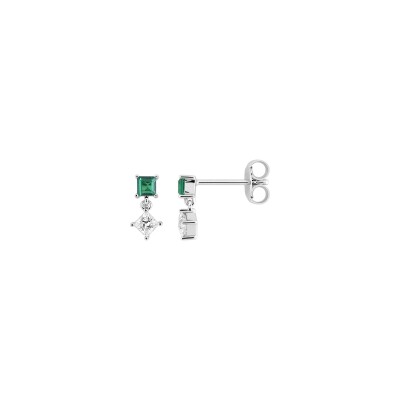 Boucles d'oreilles pendantes en argent rhodié et oxyde de zirconium