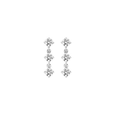 Boucles d'oreilles pendantes  en argent rhodié et oxyde de zirconium