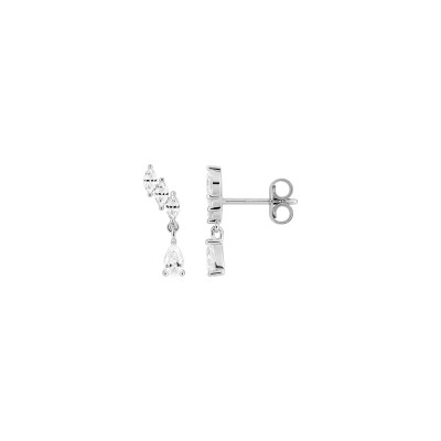 Boucles d'oreilles pendantes  en argent rhodié et oxyde de zirconium
