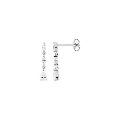 Boucles d'oreilles pendantes  en argent rhodié