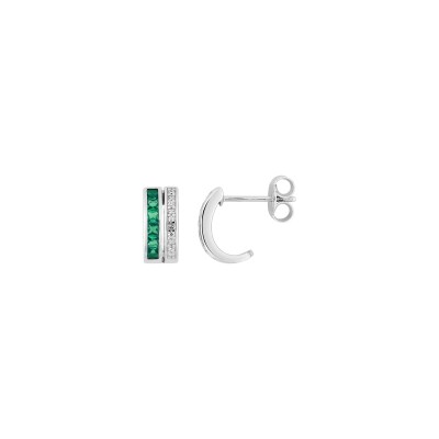 Boucles d'oreilles demi créoles en argent rhodié et oxyde de zirconium