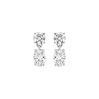 Boucles d'oreilles pendantes  en argent rhodié et oxyde de zirconium