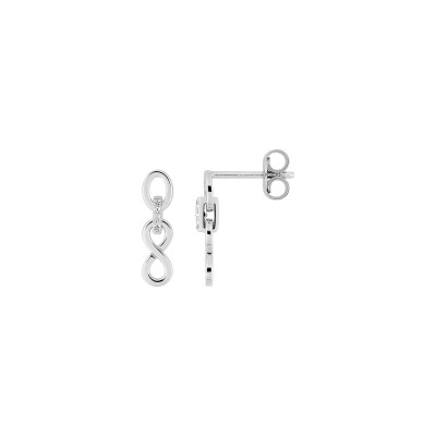 Boucles d'oreilles pendantes  en argent rhodié et oxyde de zirconium