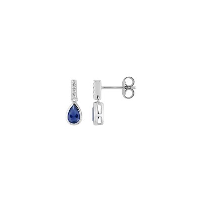 Boucles d'oreilles pendantes en argent rhodié et oxyde de zirconium