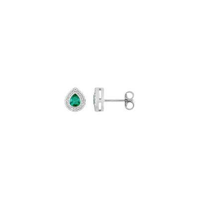 Clous d'oreilles en argent rhodié et oxyde de zirconium