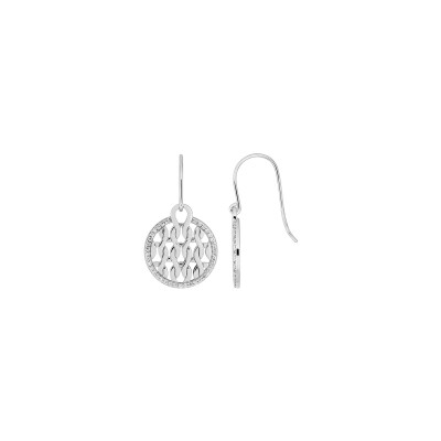 Boucles d'oreilles crochet  en argent rhodié et oxyde de zirconium