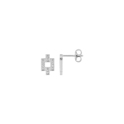 Clous d'oreilles  en argent rhodié et oxyde de zirconium