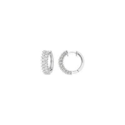 Boucles d'oreilles créoles  en argent rhodié et oxyde de zirconium