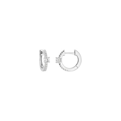 Boucles d'oreilles créoles  en argent rhodié et oxyde de zirconium