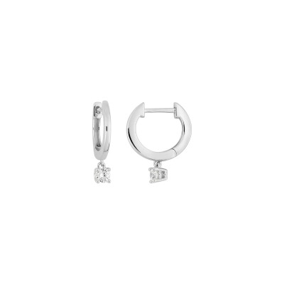 Boucles d'oreilles créoles  en argent rhodié et oxyde de zirconium
