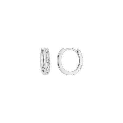 Boucles d'oreilles créoles  en argent rhodié et oxyde de zirconium