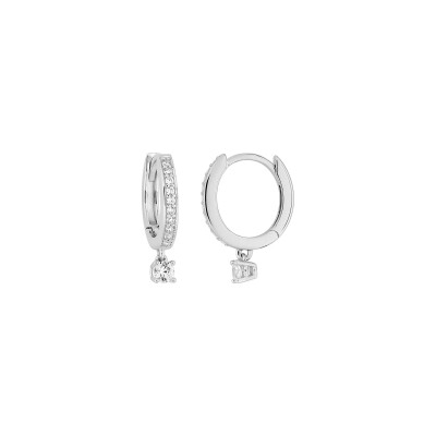 Boucles d'oreilles créoles  en argent rhodié et oxyde de zirconium
