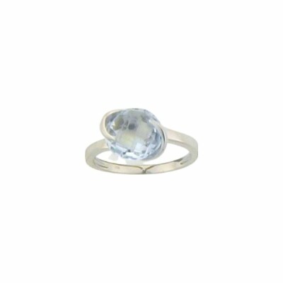 Bague Rond en or blanc et topaze bleue