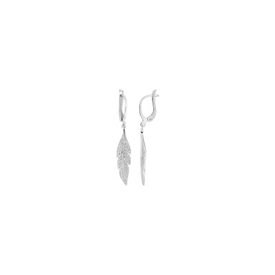 Boucles d'oreilles dormeuses en argent rhodié et oxyde de zirconium