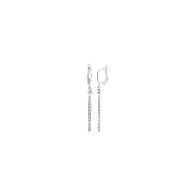 Boucles d'oreilles dormeuses en argent rhodié et oxyde de zirconium