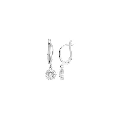 Boucles d'oreilles dormeuses en argent rhodié et oxyde de zirconium