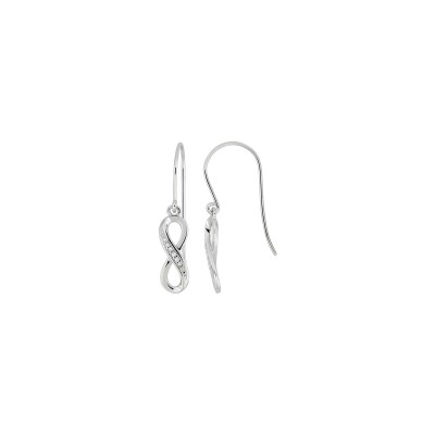 Boucles d'oreilles crochet en argent rhodié et oxyde de zirconium