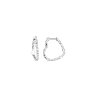 Boucles d'oreilles créoles en argent rhodié et oxyde de zirconium
