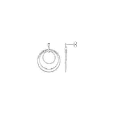 Boucles d'oreilles pendantes  en argent rhodié