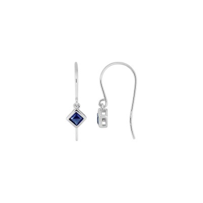 Boucles d'oreilles crochet en argent rhodié et oxydes de zirconium