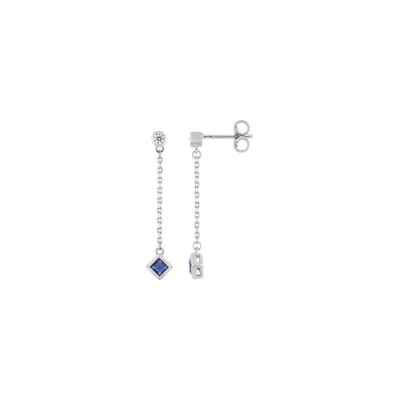 Boucles d'oreilles pendantes en argent rhodié et oxydes de zirconium