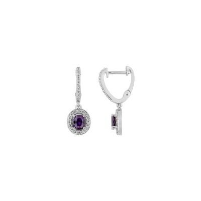Boucles d'oreilles pendantes en argent rhodié et oxyde de zirconium