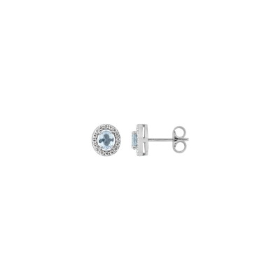 Clous d'oreilles en argent rhodié et oxyde de zirconium